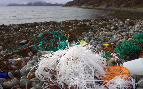 Avfall på en strand i Skulsfjord i Troms. Foto: Bo Eide